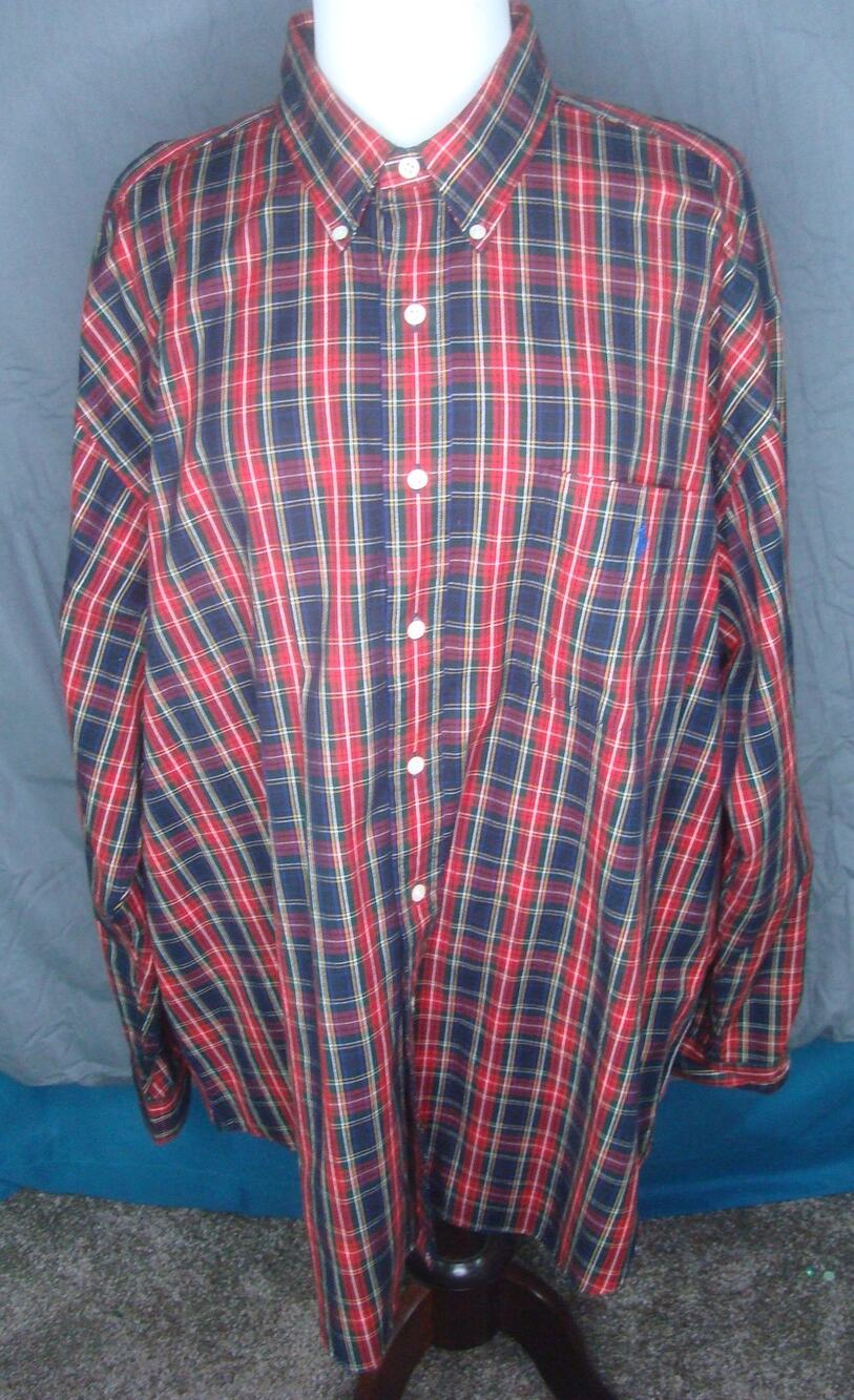 Ralph Lauren Blaire Mens XXL Heavy Button Down Shirt Red Plaid Long Sleeve